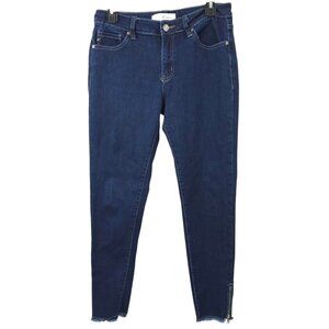 KanCan Mid Rise Crop Skinny Jeans Womens 9/28 Dark Wash Zipper Ankles Denim